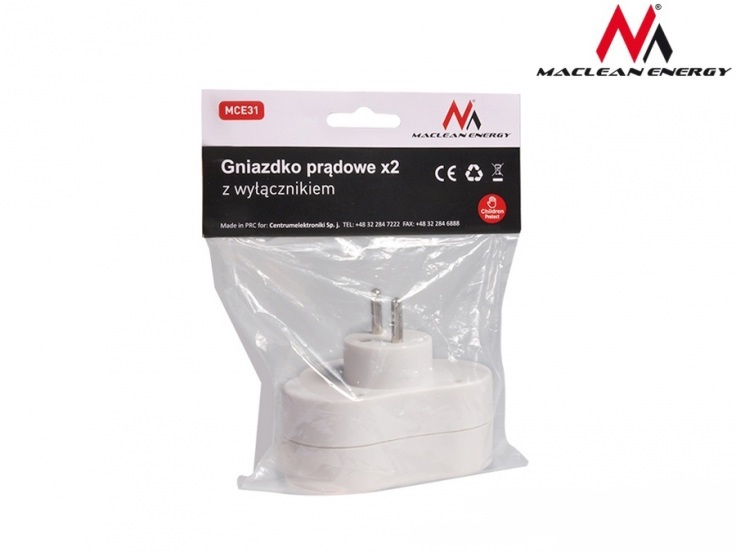 Maclean MCE31, podwójne gniazdko prądowe z wyłącznikiem