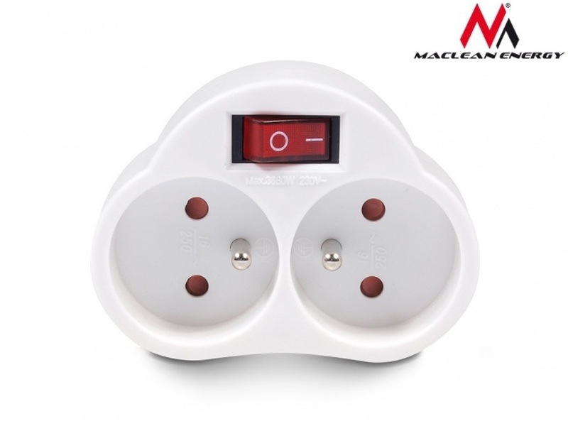 Zdjęcie produktu: Maclean MCE31, podwójne gniazdko prądowe z wyłącznikiem