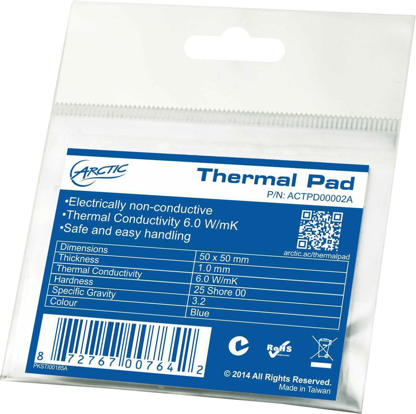 Thermopad Arctic APT2560 50 x 50 x 1mm (ACTPD00002A)