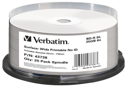 Miniatura produktu: Verbatim BD-R 25GB x6 25szt. Prinable No ID Miniatura produktu: Verbatim BD-R 25GB x6 25szt. Prinable No ID