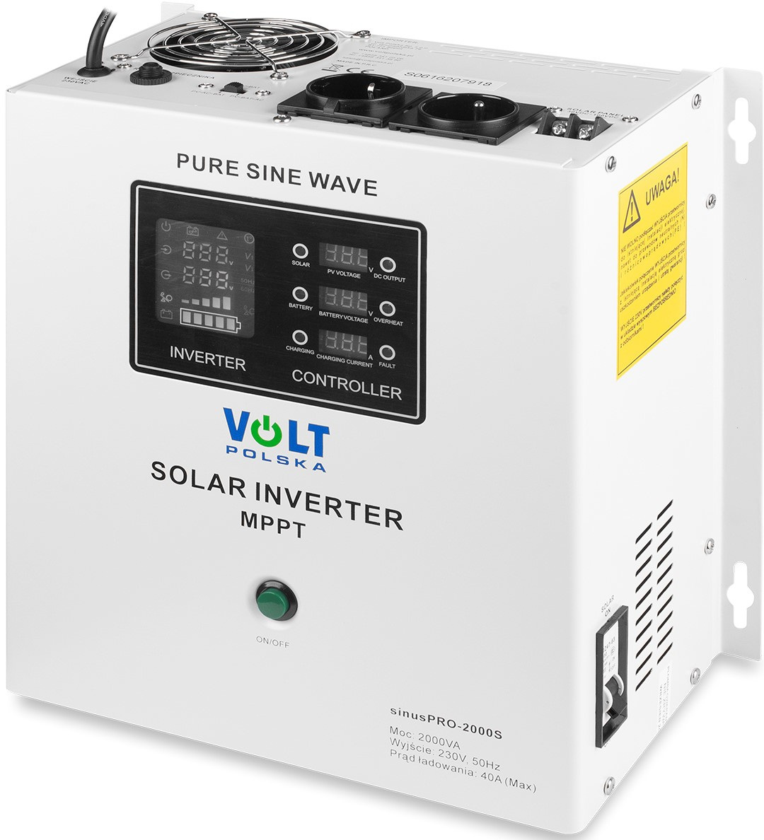 Inwerter solarny Sinus Pro 2000 S 24/230V (1400/2000W) + 40A MPPT (100V)