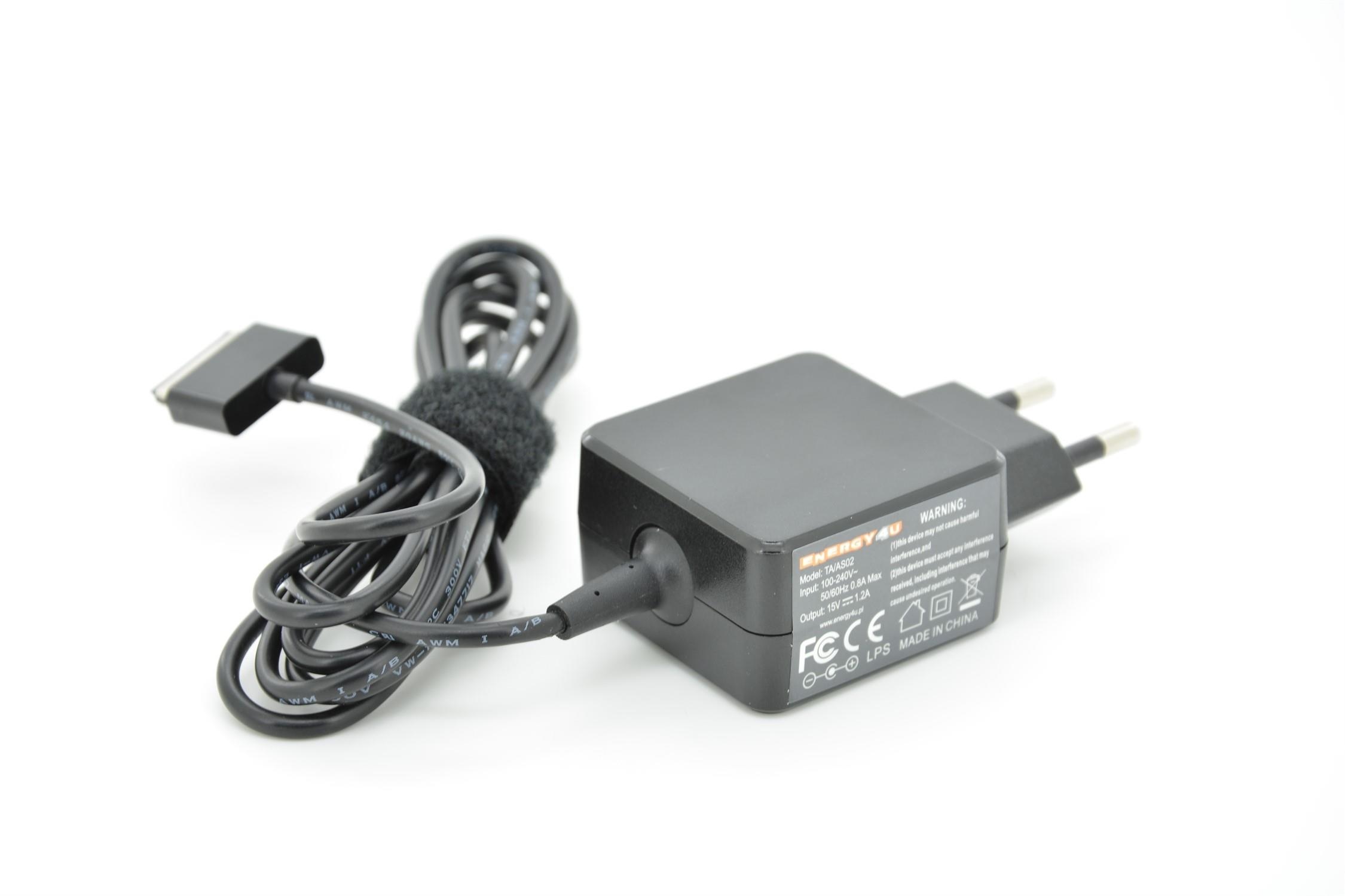 Energy4U TA/AS02 15V / 1,2A (40-pin) 18W, zasilacz do Asus TF101, TF300, TF700 Energy4U TA/AS02 15V / 1,2A (40-pin) 18W, zasilacz do Asus TF101, TF300, TF700