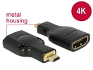 Miniatura zdjęcia: Delock 65664, adapter HDMI-A(F) do Micro HDMI-D (M) High Speed Ethernet 4K