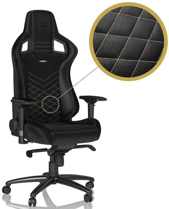 noblechairs EPIC, czarny, złote obszycycie