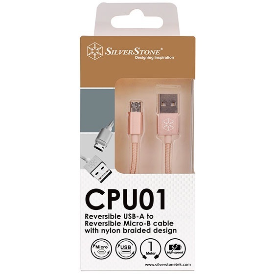 SilverStone CPU01G (SST-CPU01G) obustronny USB-A do obustronnego Micro-B, złoty