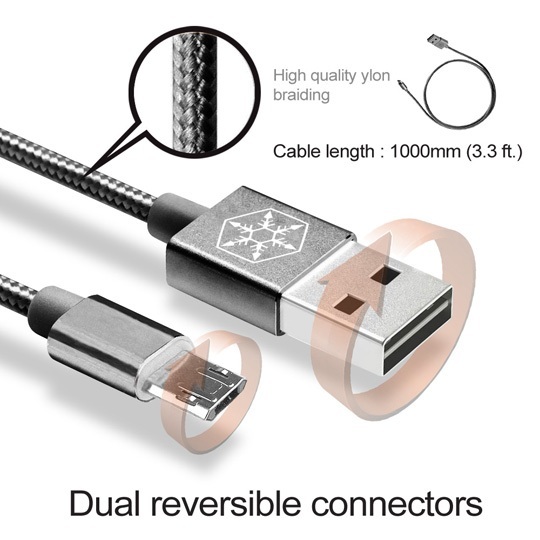 SilverStone CPU01G (SST-CPU01G) obustronny USB-A do obustronnego Micro-B, złoty