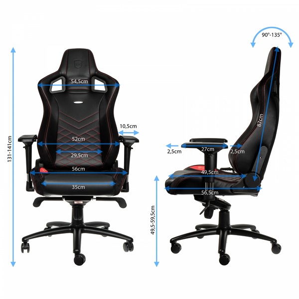 Zdjęcie produktu: noblechairs EPIC, czarny, czerwone obszycie