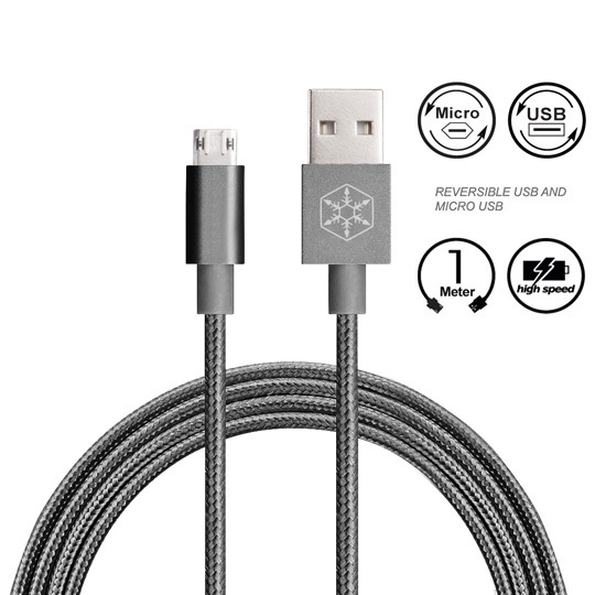 SilverStone CPU01C (SST-CPU01C) obustronny USB-A do obustronnego Micro-B, grafitowy