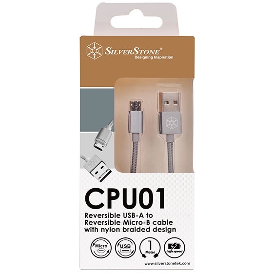 SilverStone CPU01C (SST-CPU01C) obustronny USB-A do obustronnego Micro-B, grafitowy