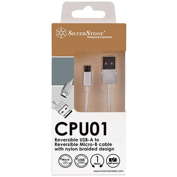 Zdjęcie produktu: SilverStone CPU01S (SST-CPU01S) obustronny USB-A do obustronnego Micro-B, srebrny
