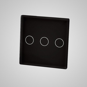 Miniatura produktu: Touchme TM532B Mały panel szklany 47x47mm + naklejka montażowa, przycisk potrójny, czarny