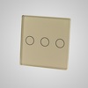 Miniatura zdjęcia: Touchme TM532G Mały panel szklany 47x47mm + naklejka montażowa, przycisk potrójny, złoty
