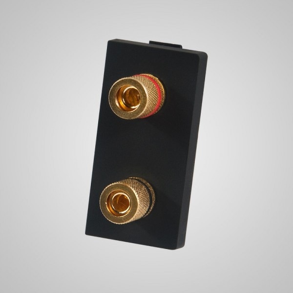 Zdjęcie produktu: Touchme TM909B Moduł 1/2, gniazdo podwójne głośnikowe stereo, czarne Zdjęcie produktu: Touchme TM909B Moduł 1/2, gniazdo podwójne głośnikowe stereo, czarne