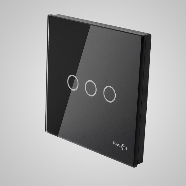 Zdjęcie produktu: Touchme Duży panel 86x86mm szklany, przycisk potrójny, czarny TM703B Zdjęcie produktu: Touchme Duży panel 86x86mm szklany, przycisk potrójny, czarny TM703B
