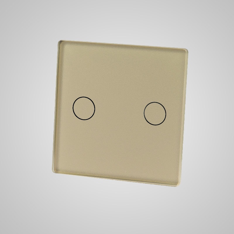 Touchme TM531G Mały panel szklany 47x47mm + naklejka montażowa, przycisk podwójny, złoty