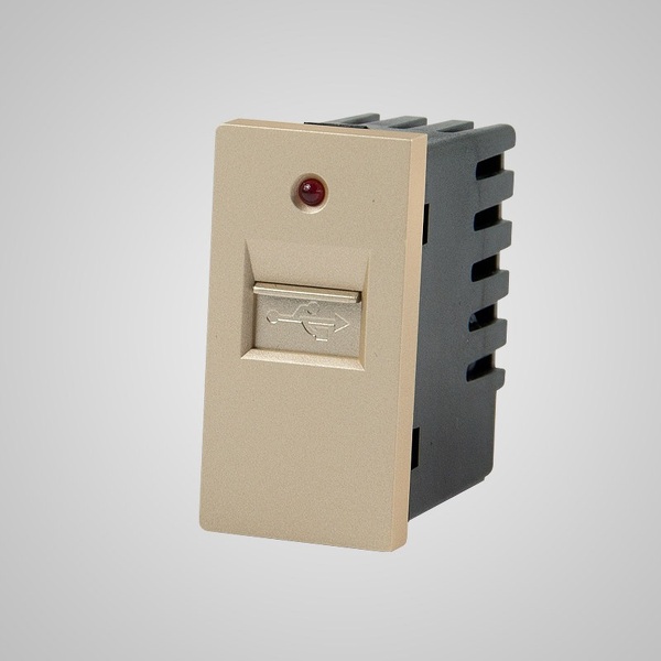 Zdjęcie produktu: Touchme TM901G Moduł 1/2 gniazdo USB, przesłona, lampka sygnalizacyjna, złote