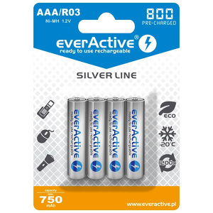 Miniatura produktu: everActive R03/AAA 800mAh Silver line - opak. 4 akumulatorki - blister (EVHRL03-800)