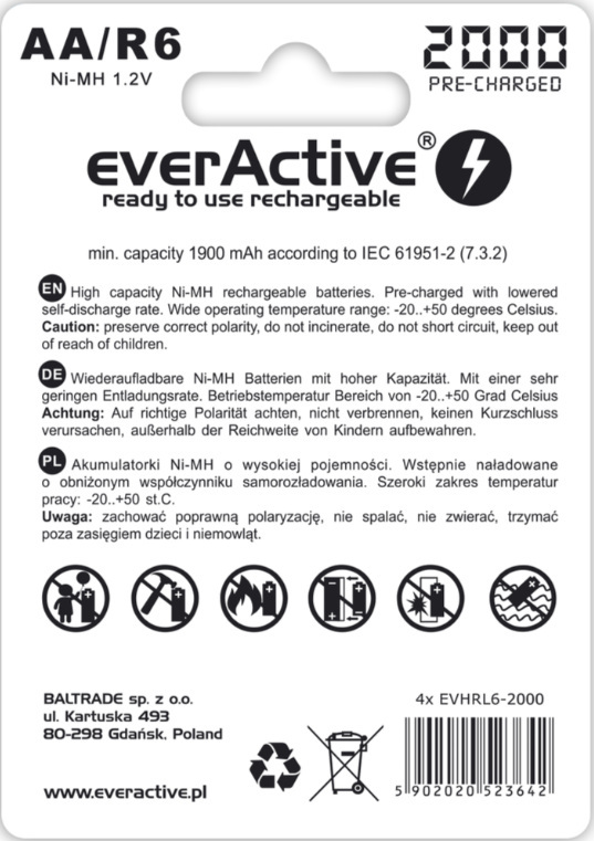 everActive R6/AA 2000mAh 4 szt. EVHRL6-2000