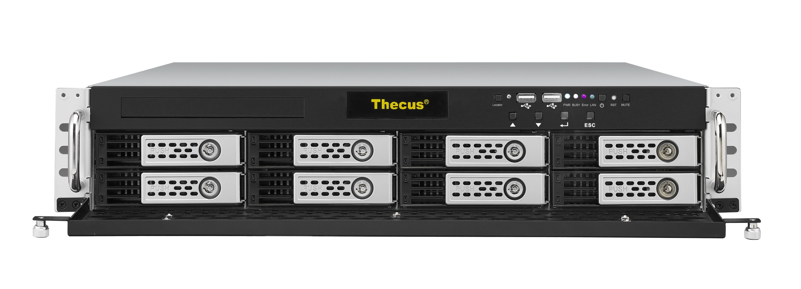 Serwer plików Thecus N8900PRO, 2U, 8-bay, Intel Sandy Bridge E3-1275 (3.4GHz Quad Core), 8GB DDR3 SDRAM, USB 2.0 x 6. USB 3.0 x2. HDMIx 1 Serwer plików Thecus N8900PRO, 2U, 8-bay, Intel Sandy Bridge E3-1275 (3.4GHz Quad Core), 8GB DDR3 SDRAM, USB 2.0 x 6. USB 3.0 x2. HDMIx 1