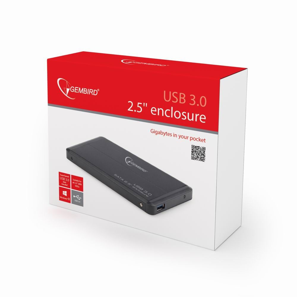 Gembird EE2-U3S-2, zewnętrzna obudowa na dysk 2.5" USB 3.0 aluminiowa czarna