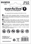 Miniatura zdjęcia: everActive 6F22/9V R6 Ni-MH 250 mAh Silver line - opak. 1 akumulatorek - blister (EVHRL22-250)