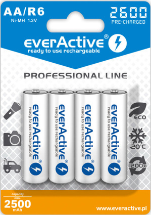 Miniatura produktu: everActive R6/AA 2600mAh Professional line - opak. 4 akumulatorki - blister (EVHRL6-2600)