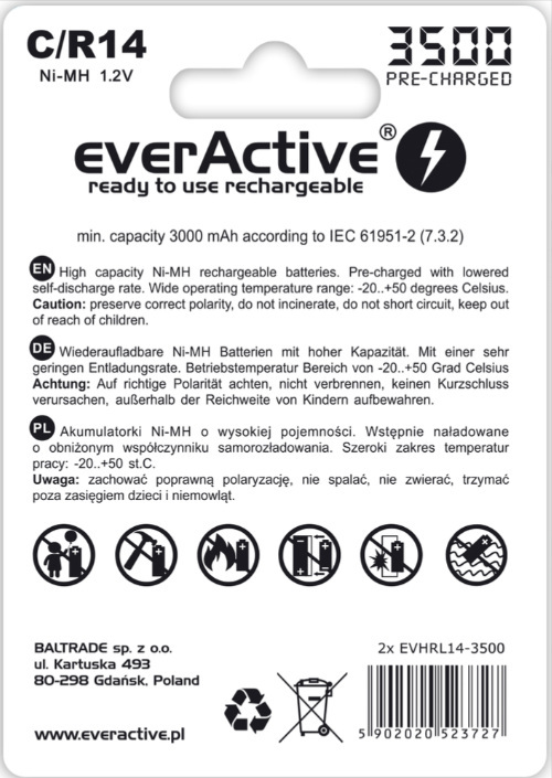 everActive R14/C Ni-MH 3500mAh EVHRL14-3500