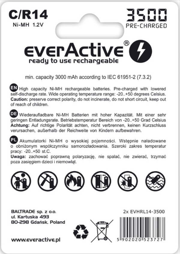 Zdjęcie produktu: everActive R14/C Ni-MH 3500mAh EVHRL14-3500