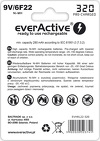 Miniatura zdjęcia: everActive 6F22/9V R6 Ni-MH 320 mAh Professional line - opak. 1 akumulatorek - blister (EVHRL22-320)