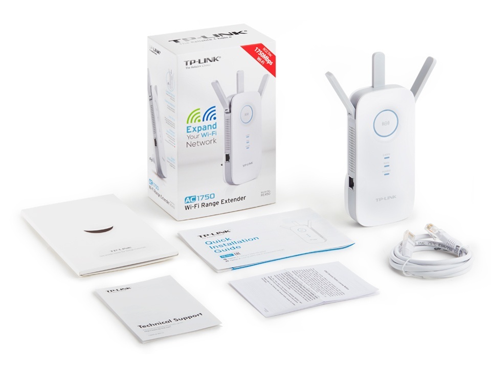 TP-Link RE450 Wireless Range Extender 802.11b/g/n/ac AC1750 Wall-Plug Gigabit