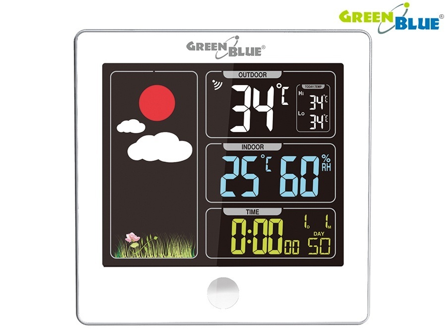 Stacja pogody GreenBlue GB521W white, biała bezprzewodowa z systemem DCF