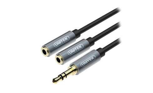 Miniatura produktu: Przewód miniJack 3,5mm (M) - 2x 3,5mm (F) Unitek (Y-C956ABK)