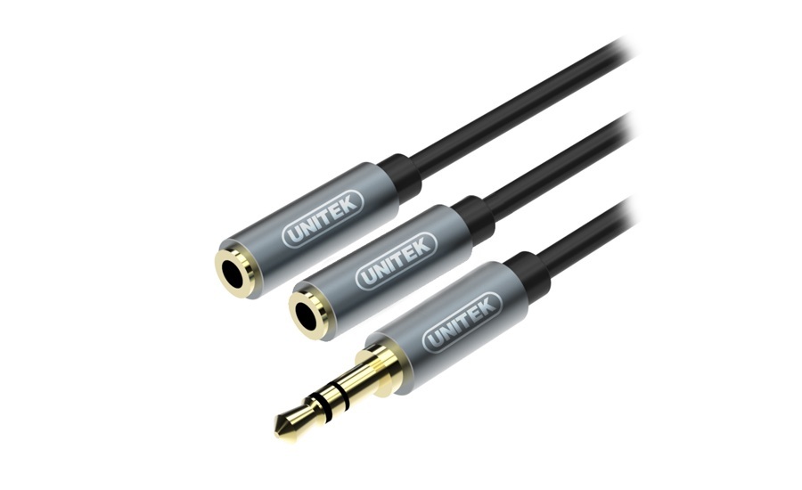 Unitek Przewód miniJack 3,5mm (M) - 2x 3,5mm (F) (Y-C956ABK)