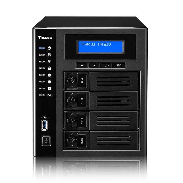 Zdjęcie produktu: Serwer plików Thecus N4810, 4-bay,Intel Celeron N3160 (2.24GHz Quad Core), 4GB DDR3 SDRAM, USB 3.0 x 3. USB 3.0 type C x 1. HDMI x 1. SPDIF port x 1. LAN 1Gb x 2 Zdjęcie produktu: Serwer plików Thecus N4810, 4-bay,Intel Celeron N3160 (2.24GHz Quad Core), 4GB DDR3 SDRAM, USB 3.0 x 3. USB 3.0 type C x 1. HDMI x 1. SPDIF port x 1. LAN 1Gb x 2