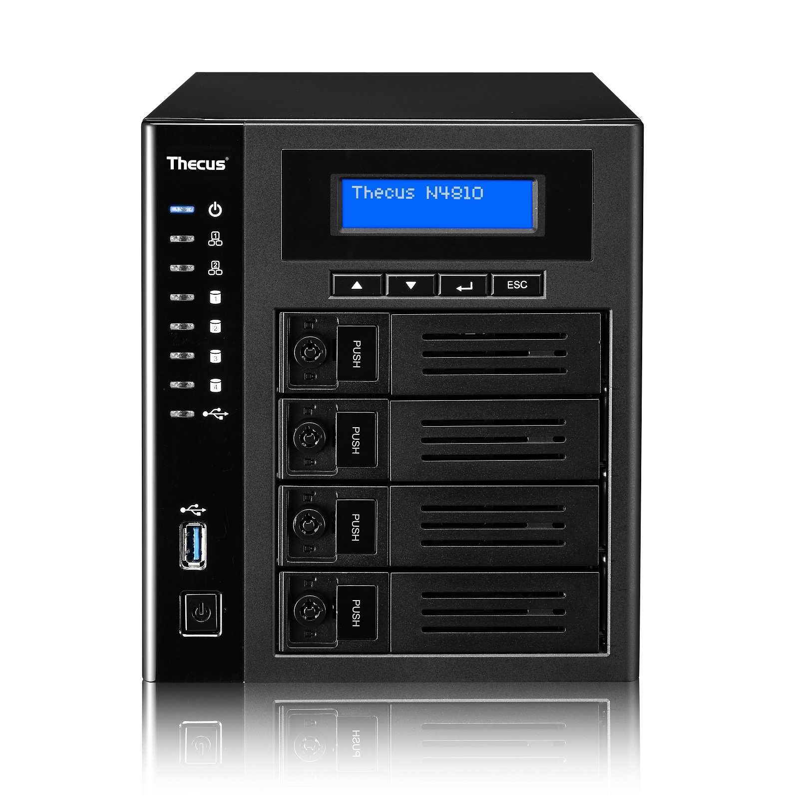 Serwer plików Thecus N4810, 4-bay,Intel Celeron N3160 (2.24GHz Quad Core), 4GB DDR3 SDRAM, USB 3.0 x 3. USB 3.0 type C x 1. HDMI x 1. SPDIF port x 1. LAN 1Gb x 2 Serwer plików Thecus N4810, 4-bay,Intel Celeron N3160 (2.24GHz Quad Core), 4GB DDR3 SDRAM, USB 3.0 x 3. USB 3.0 type C x 1. HDMI x 1. SPDIF port x 1. LAN 1Gb x 2