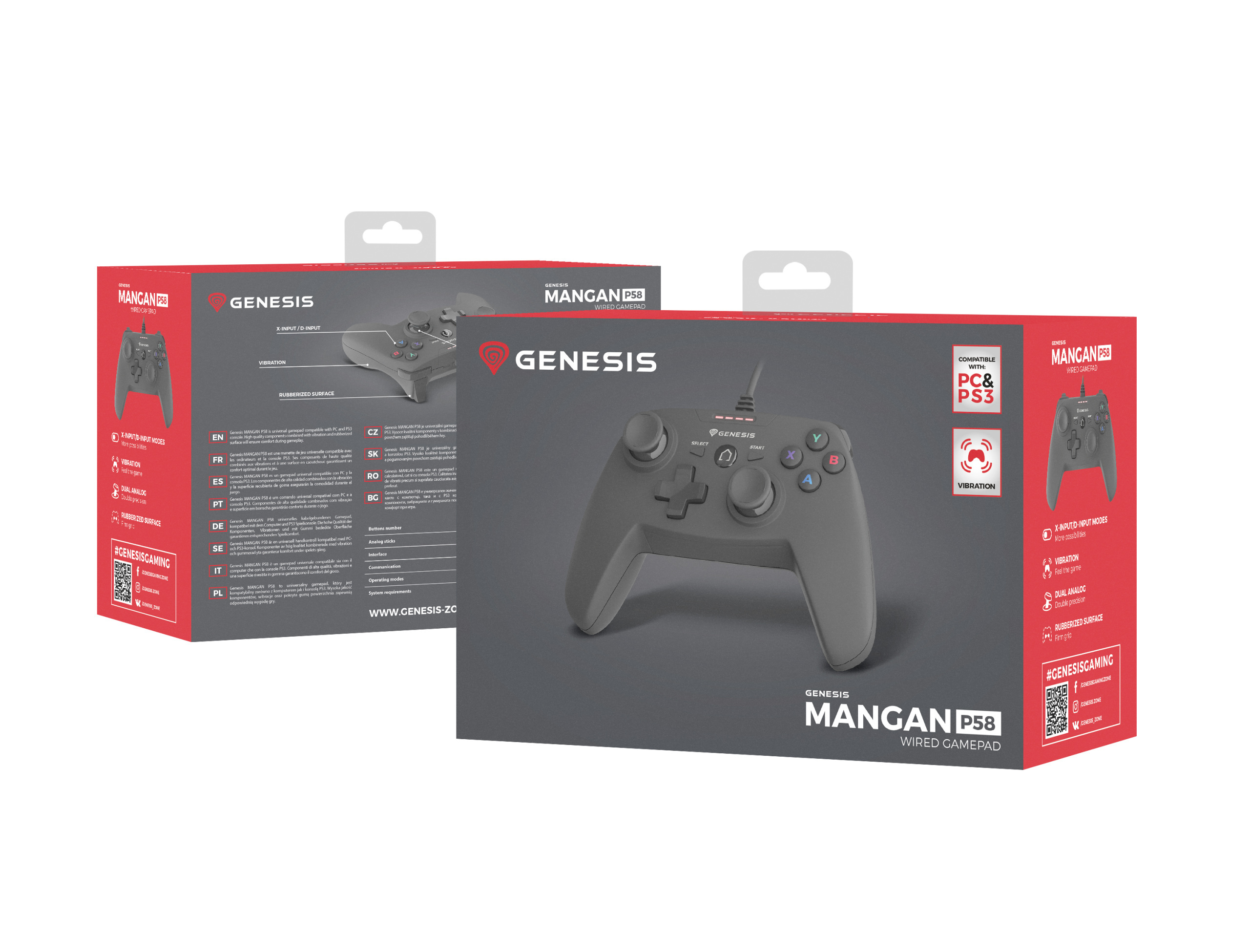 Gamepad Genesis Mangan P58 PC, PS3, NJG-0773 Gamepad Genesis Mangan P58 PC, PS3, NJG-0773