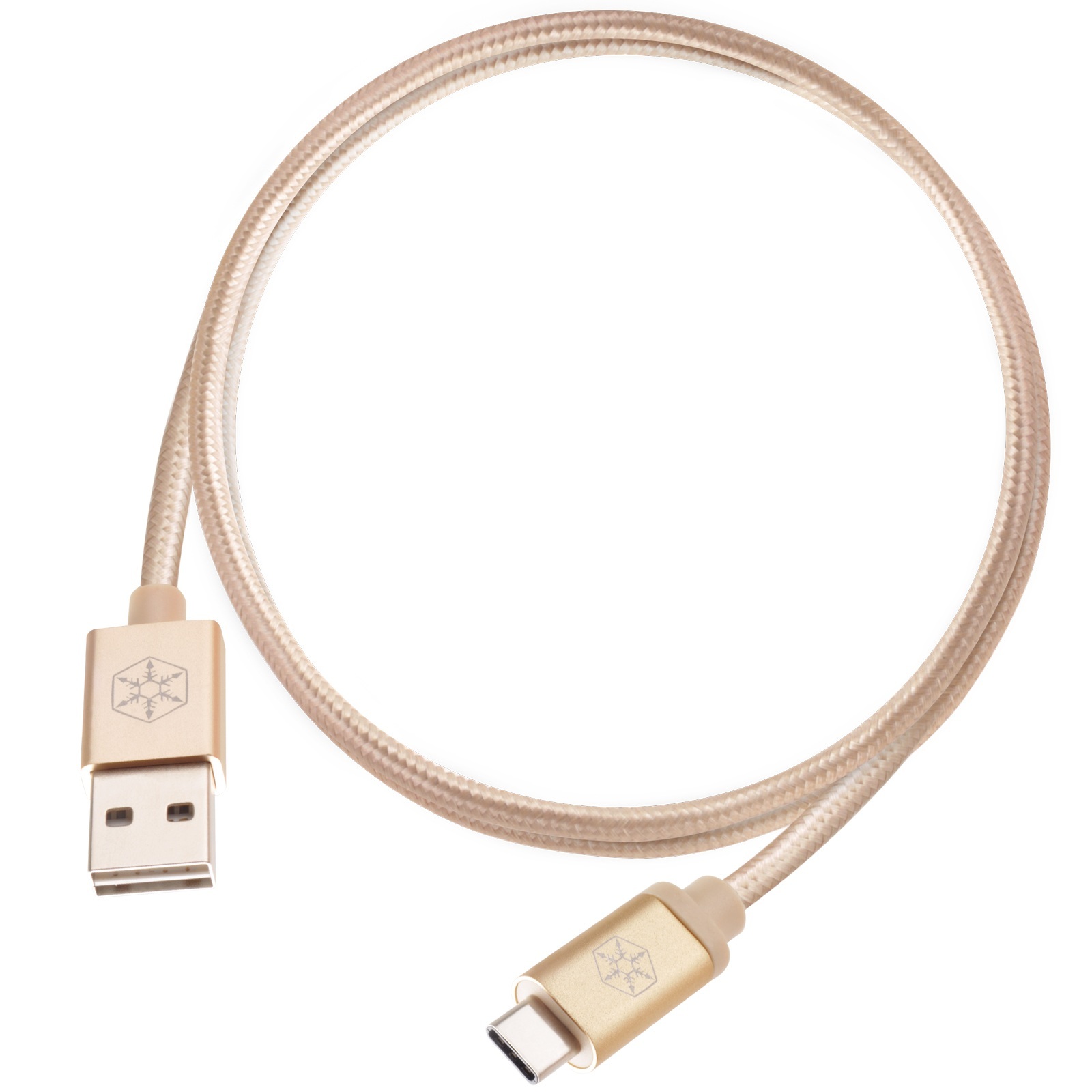 Silverstone CPU04G-1000 (SST-CPU04G-1000) obustronny kabel USB Type-A do USB Type-C, 1.0m, pokryty nylonem, aluminiowa osłona, złoty
