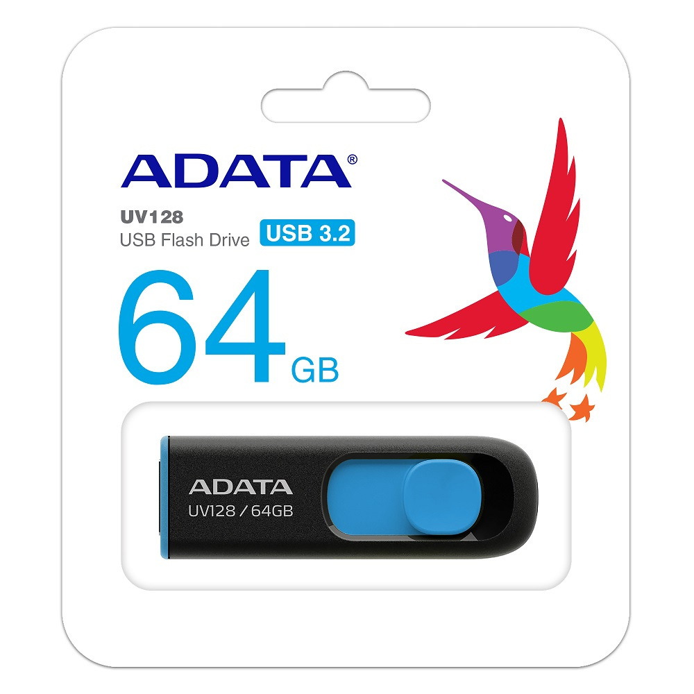 Adata DashDrive UV128 64GB czarno-niebieski Adata DashDrive UV128 64GB czarno-niebieski