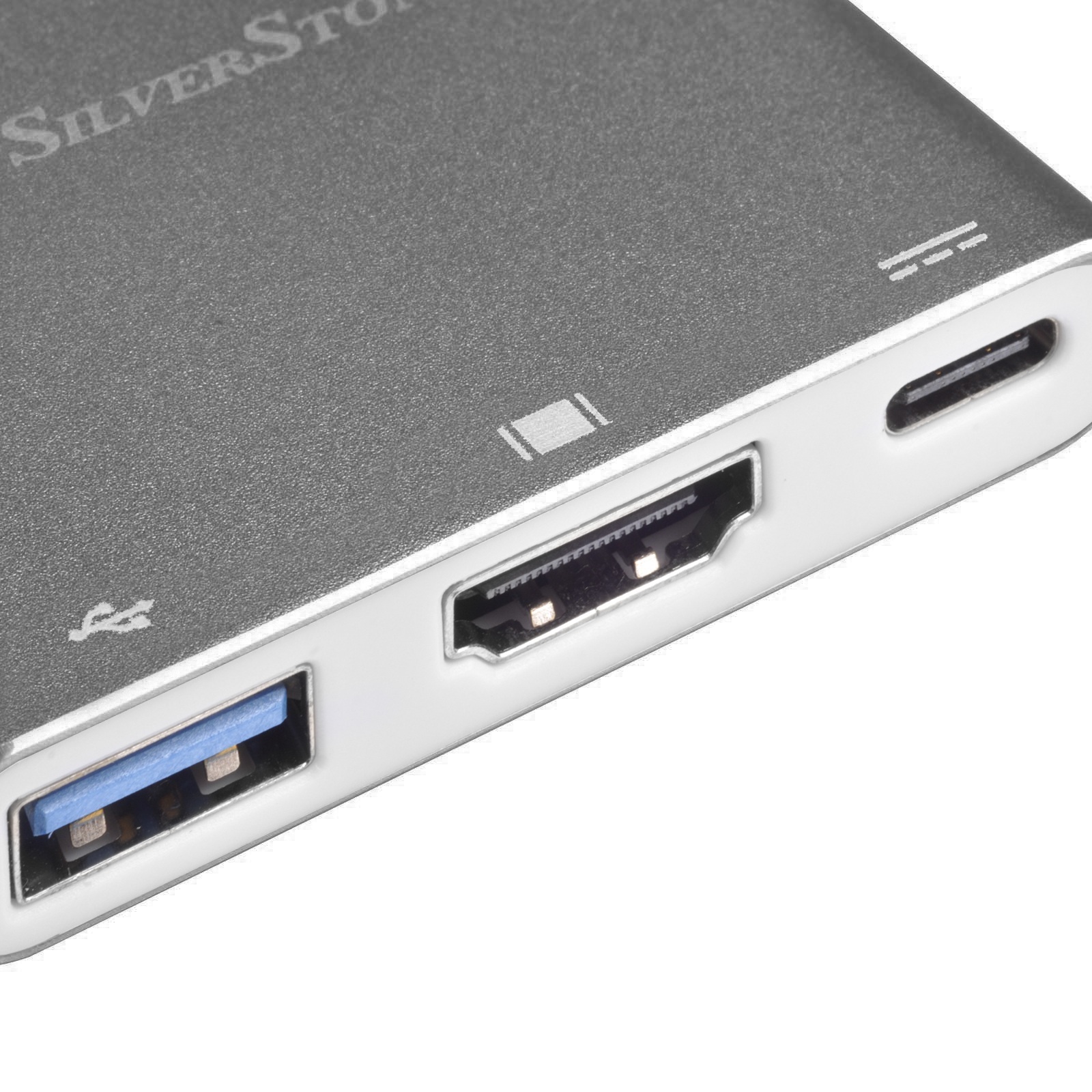 Replikator Silverstone EP08C (SST-EP08C) stacja USB 3.1 Type-C do USB Type-A 3.0, USB Typ-C PD, DMI (DP Alt Mode), 100mm, szary