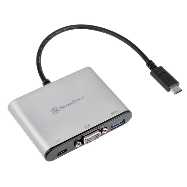Zdjęcie produktu: Silverstone EP06C (SST-EP06C) Adapter USB 3.1 Type-C do USB Type-A , Type-C x 1 (port ładowania) oraz złącze VGA