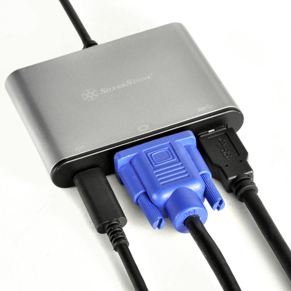 Zdjęcie produktu: Silverstone EP06C (SST-EP06C) Adapter USB 3.1 Type-C do USB Type-A , Type-C x 1 (port ładowania) oraz złącze VGA