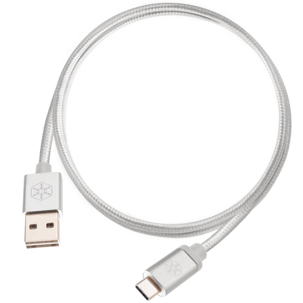 Zdjęcie produktu: Silverstone CPU04S-1000 (SST-CPU04S-1000) obustronny kabel USB Type-A do USB Type-C, 1.0m, pokryty nylonem, aluminiowa osłona, srebrny Zdjęcie produktu: Silverstone CPU04S-1000 (SST-CPU04S-1000) obustronny kabel USB Type-A do USB Type-C, 1.0m, pokryty nylonem, aluminiowa osłona, srebrny