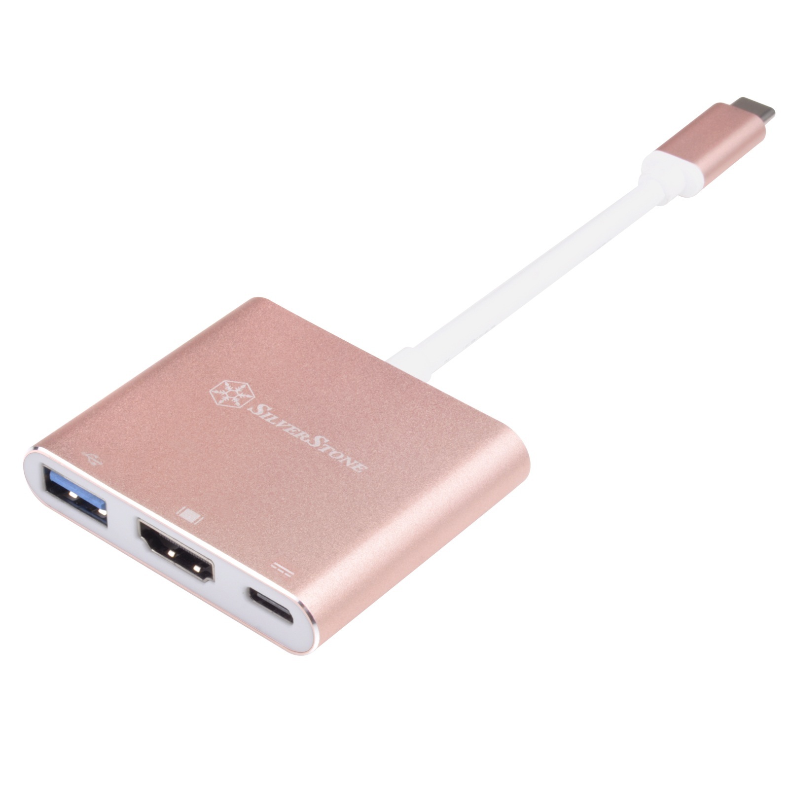 Silverstone EP08P (SST-EP08P) Adapter USB 3.1 Type-C do USB Type-A, USB Type-C PD (data or charging port), oraz 4K HDMI (DP Alt Mode), 100mm, różowy Silverstone EP08P (SST-EP08P) Adapter USB 3.1 Type-C do USB Type-A, USB Type-C PD (data or charging port), oraz 4K HDMI (DP Alt Mode), 100mm, różowy