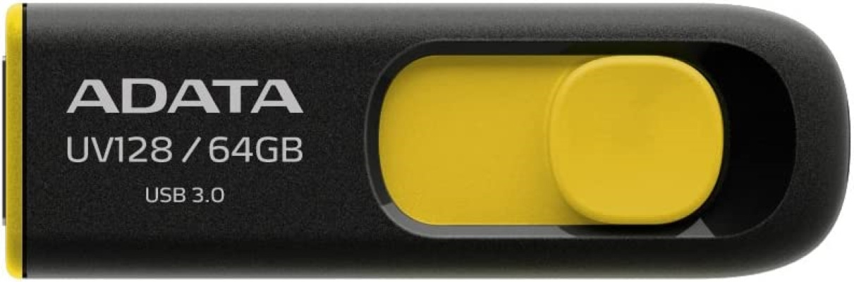 Pendrive Adata DashDrive UV128 64GB USB3.0 czarno - żółty 90MB / 40MB
