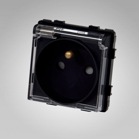 Touchme TM6252B Gniazdko z bolcem z klapką, modułowe czarne