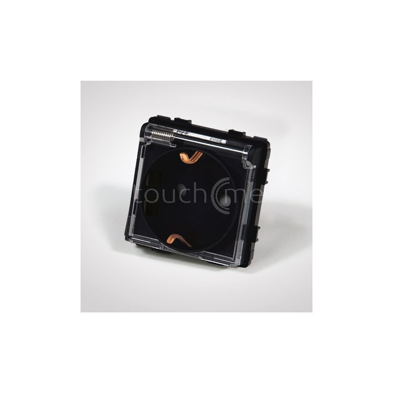 Touchme TM6242B Gniazdo schuko z klapką, modułowe czarne