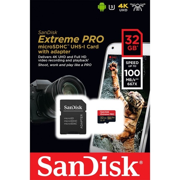 Zdjęcie produktu: Karta SanDisk Extreme PRO microSDHC 32GB 100/90 MB/s A1 C10 V30 UHS-I U3 (SDSQXCG-032G-GN6MA) Zdjęcie produktu: Karta SanDisk Extreme PRO microSDHC 32GB 100/90 MB/s A1 C10 V30 UHS-I U3 (SDSQXCG-032G-GN6MA)