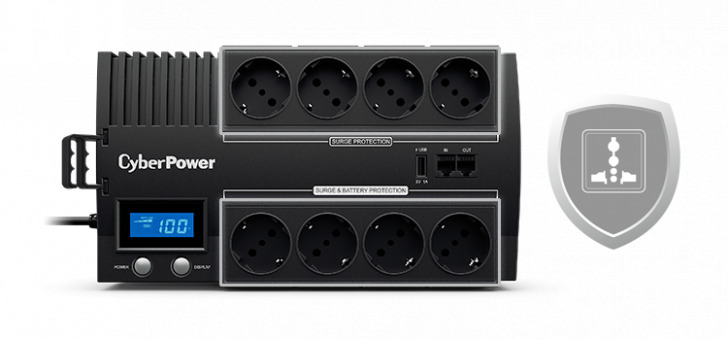 01 Surge Protected Outlet 12 Brics Lcd