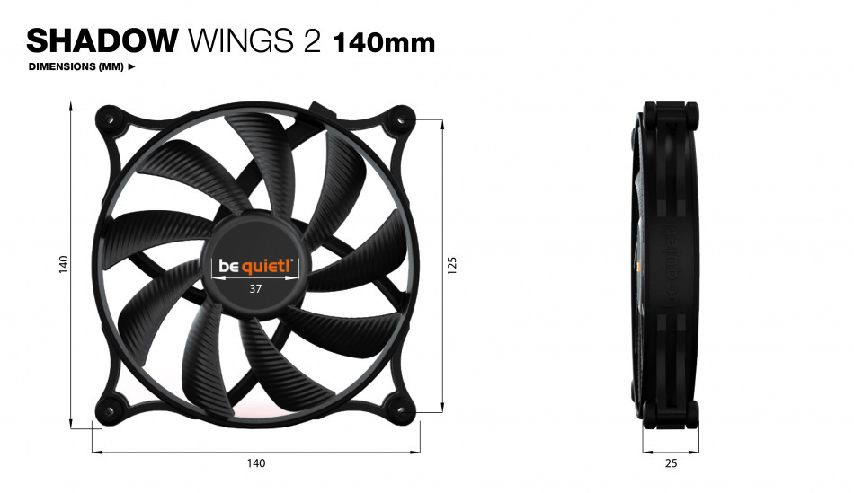 Be Quiet Shadow Wings 2 140mm Wymiary