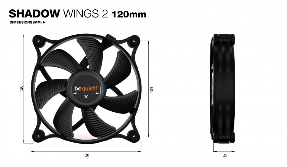 Be Quiet Shadow Wings 2 120mm Wymiary